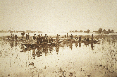 Rheinüberschwemmung in Hohenems-Bauern 1888