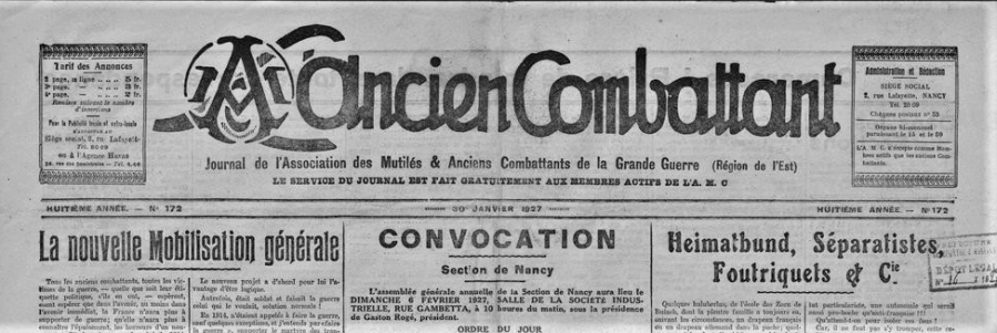 UNE JOURNAL ANCIEN COMBATTANT